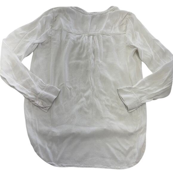 Vince Shirt Womens 10 White Semi Sheer V-Neck Popover Long Sleeve Cuff Blouse - Picture 2 of 8